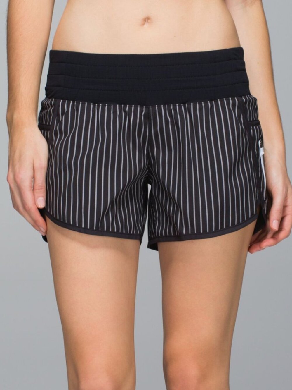 Lululemon Tracker Short II Parallel Stripe Vertical Black White Size 4